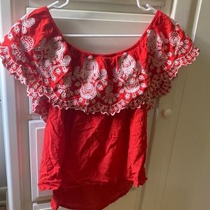 Red Design Off Shoulder Blouse